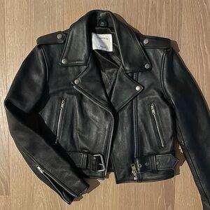 Understandstated black leather moto jacket XS